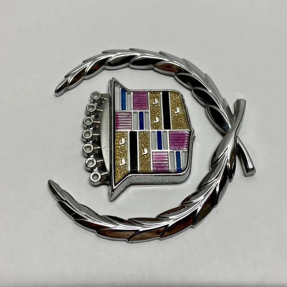 Cadillac Emblems 1970-89 OEM Deville Seville Eldorado Vintage GM Wreaths + Logos